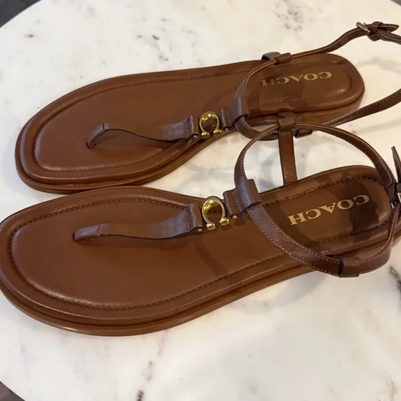 Coach Jessica Saddle Leather Toe Post Sandals Size 9.5 - Picture 9 of 10